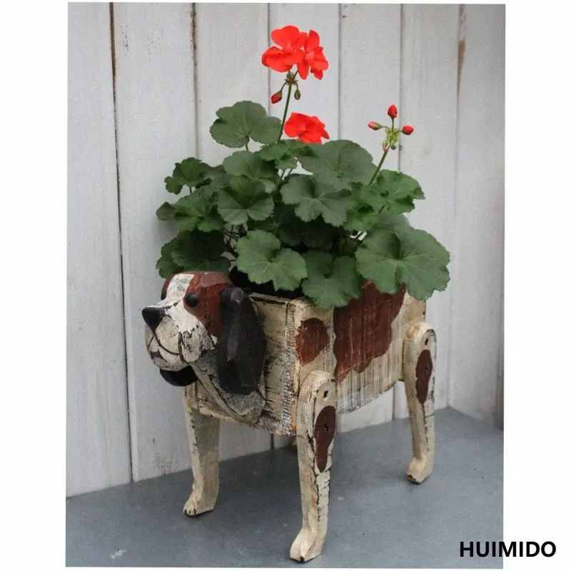 promotion Solid wood old giraffe pot flower shop Kindergarten
