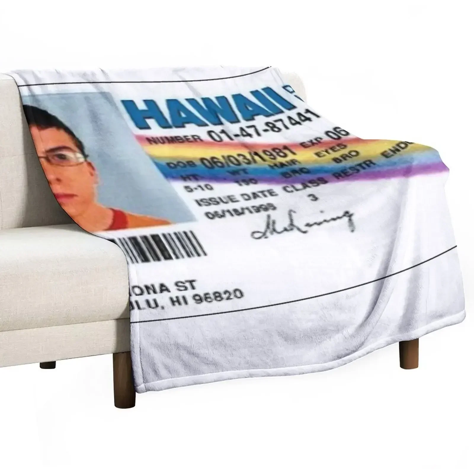 McLovin Fake I.D Throw Blanket manga Hairys valentine gift ideas Blankets