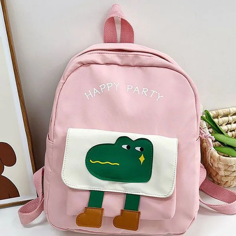 Sac à dos patchwork motif crocodile pour enfants, sac à bandoulière, dessin animé, mignon, mode, populaire, nouveau, 6 couleurs, 2024