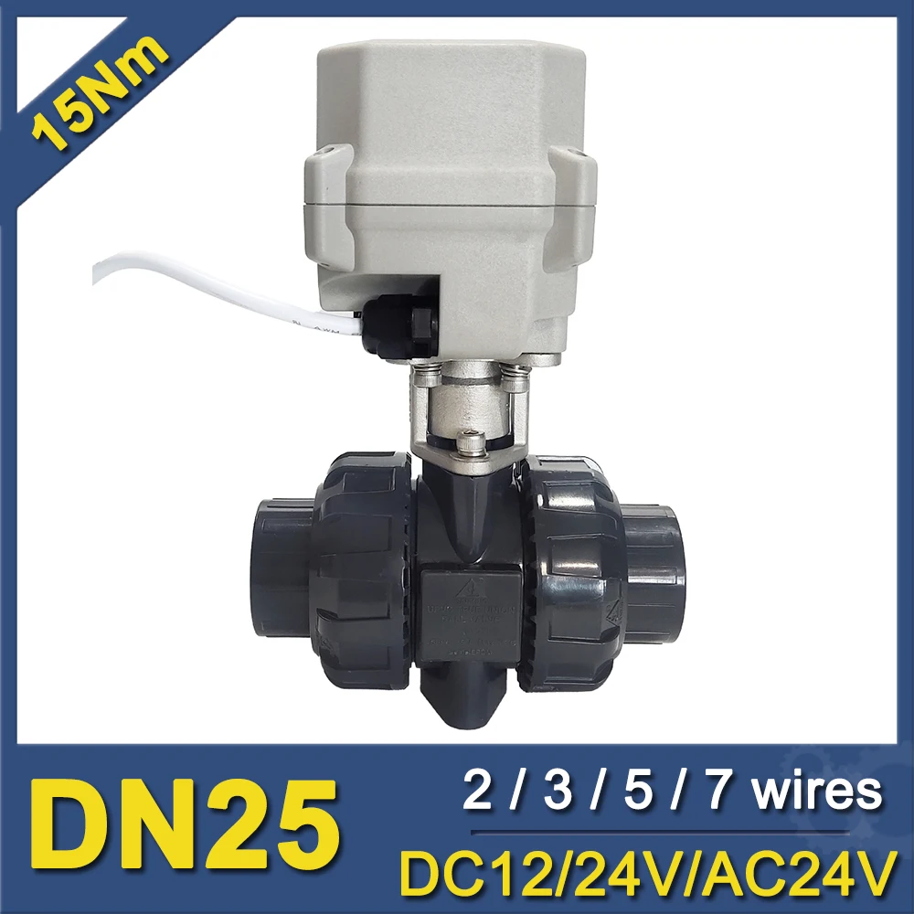 1“  Glue end Plastic Electric Water Valve UPVC DN25 Actuated Ball valve IP67 CE metal gears Acid and alkali corrosion resistance