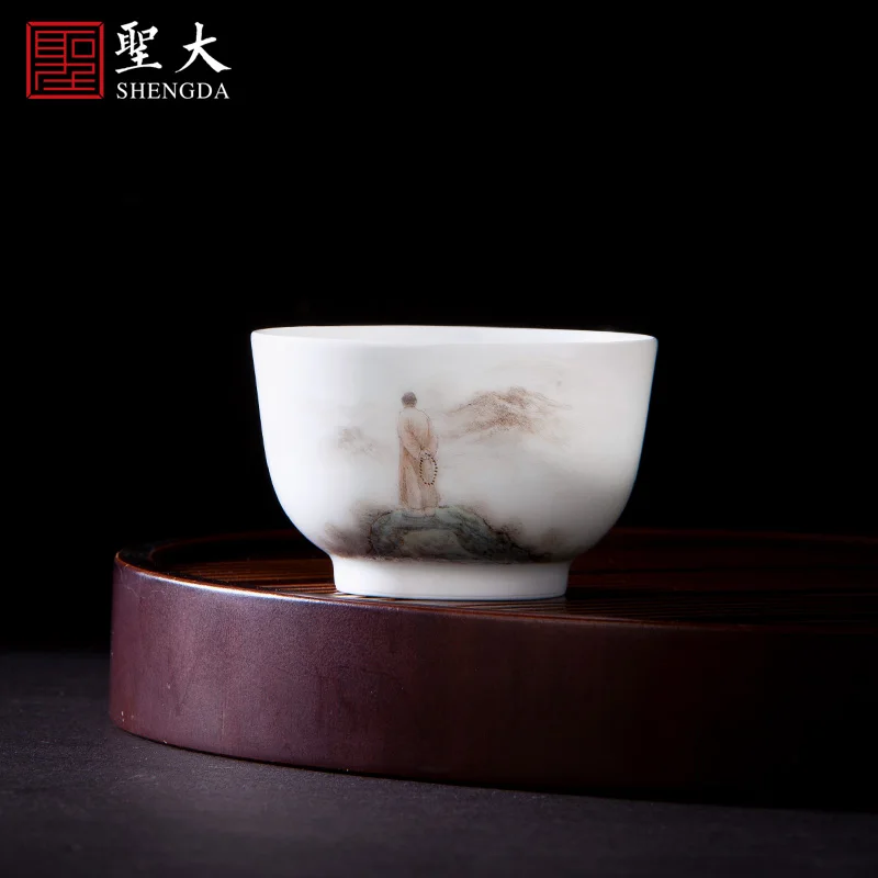 

|Shengda ceramic Kung Fu tea cup hand painted pastel "Zen realm" master cup all hand-made Jingdezhen tea set tea cup