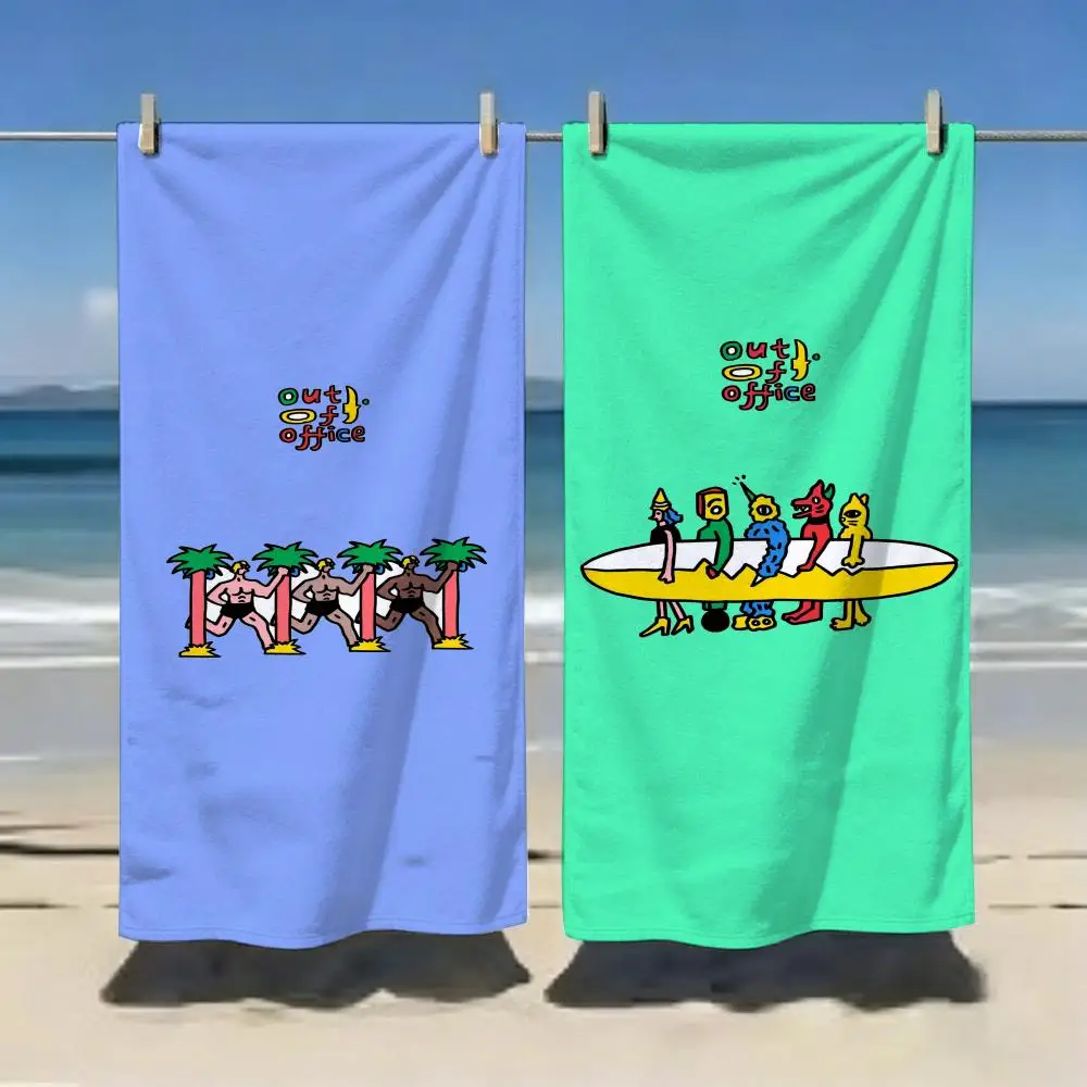 Cartoon Surreal Summer Surf Vacation Towel Microfiber soft Beach Towel for Travel Fitness Sauna Bathing Camping