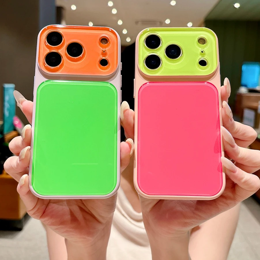 

Crystal-Clear Dopamine Color-Block Phone Case For iPhone 17 16 15 14 Pro Max 17 Pro Max Silicone Edges for Enhanced Grip Comfort