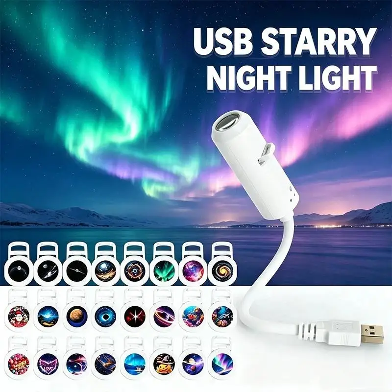 Hot New 1Set USB Galaxy Projector Night Light 360° Rotate LED Starry Sky Ambient Lamp For Party Home Decoration