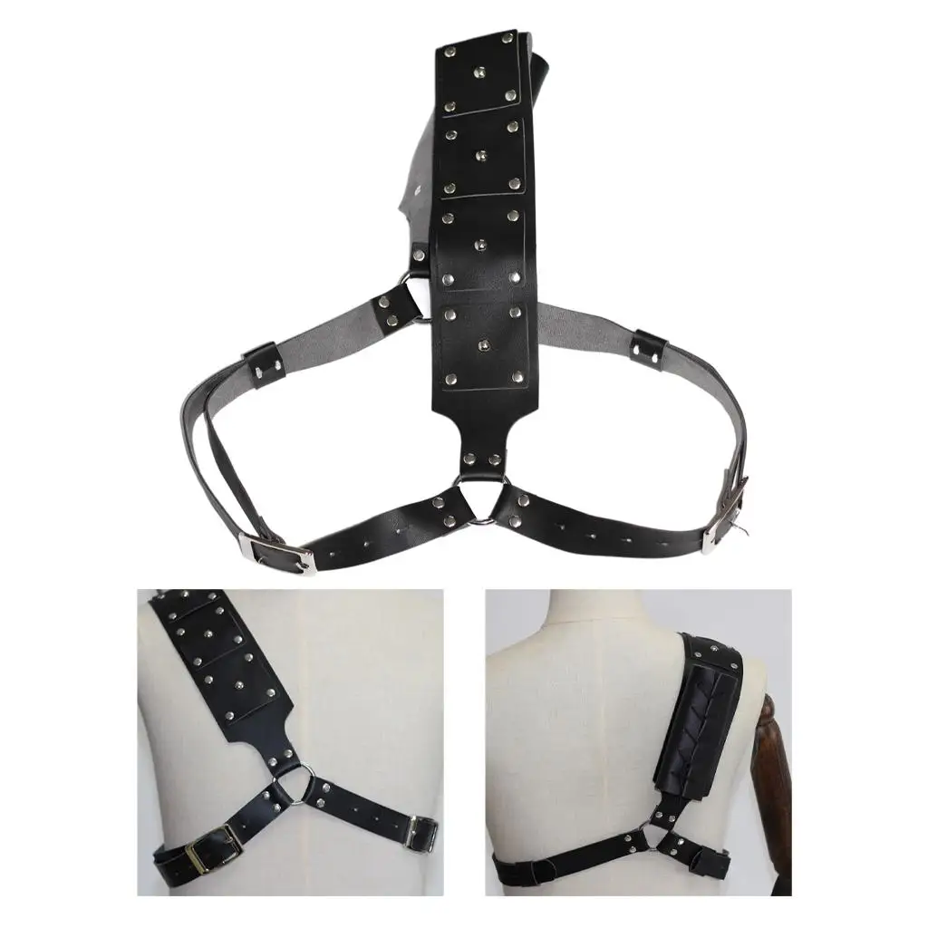 Multipurpose PU Leather Sword Belt Back Sheath Holder Shoulder Strap Scabbard Hanger for Disguise Props Adult Men