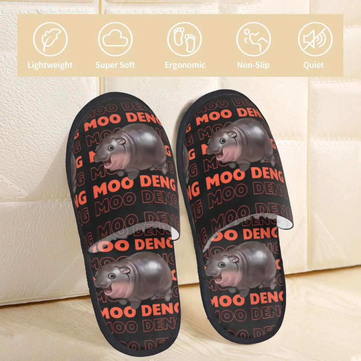 Winter House Slippers Moo Deng Bouncy Pig Merch Household Fur Slippers Slides Indoor Cute Baby Hippo Cozy Non Slip Slides