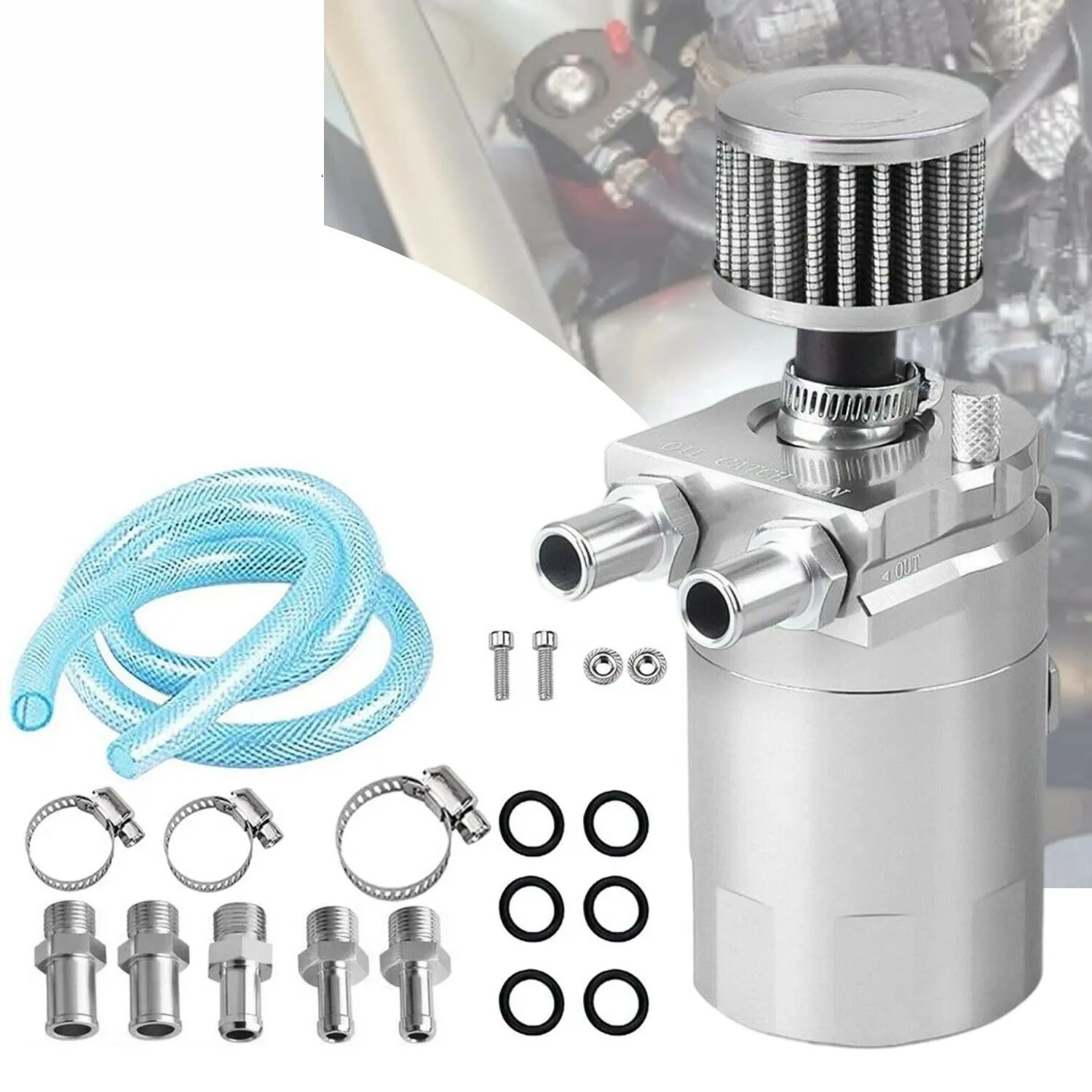 Aluminium Olieval Reservoir Brandstofvangtank Universele Baff Rood Zwart Blauw Zilver Met Luchtfilter 300ML Oliepot Refit Kits