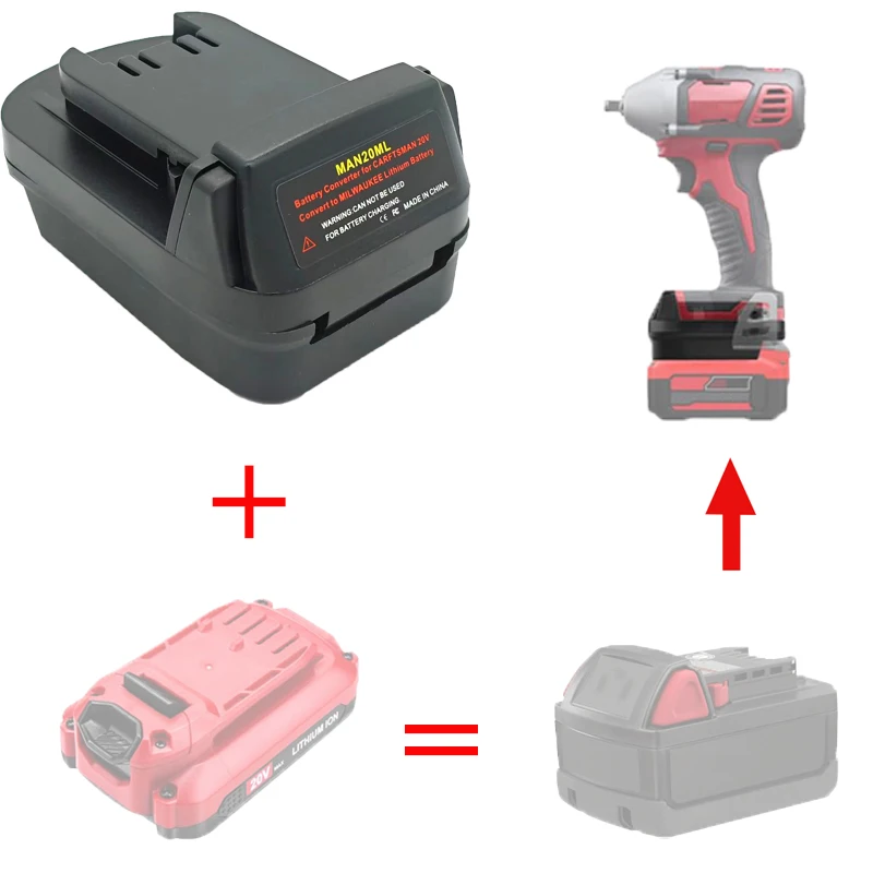 

For Craftsman V20 20V Batteries MAN20ML Battery Adapter Converter Compatible with For Milwaukee M-18 Battery Cordless Power Tool