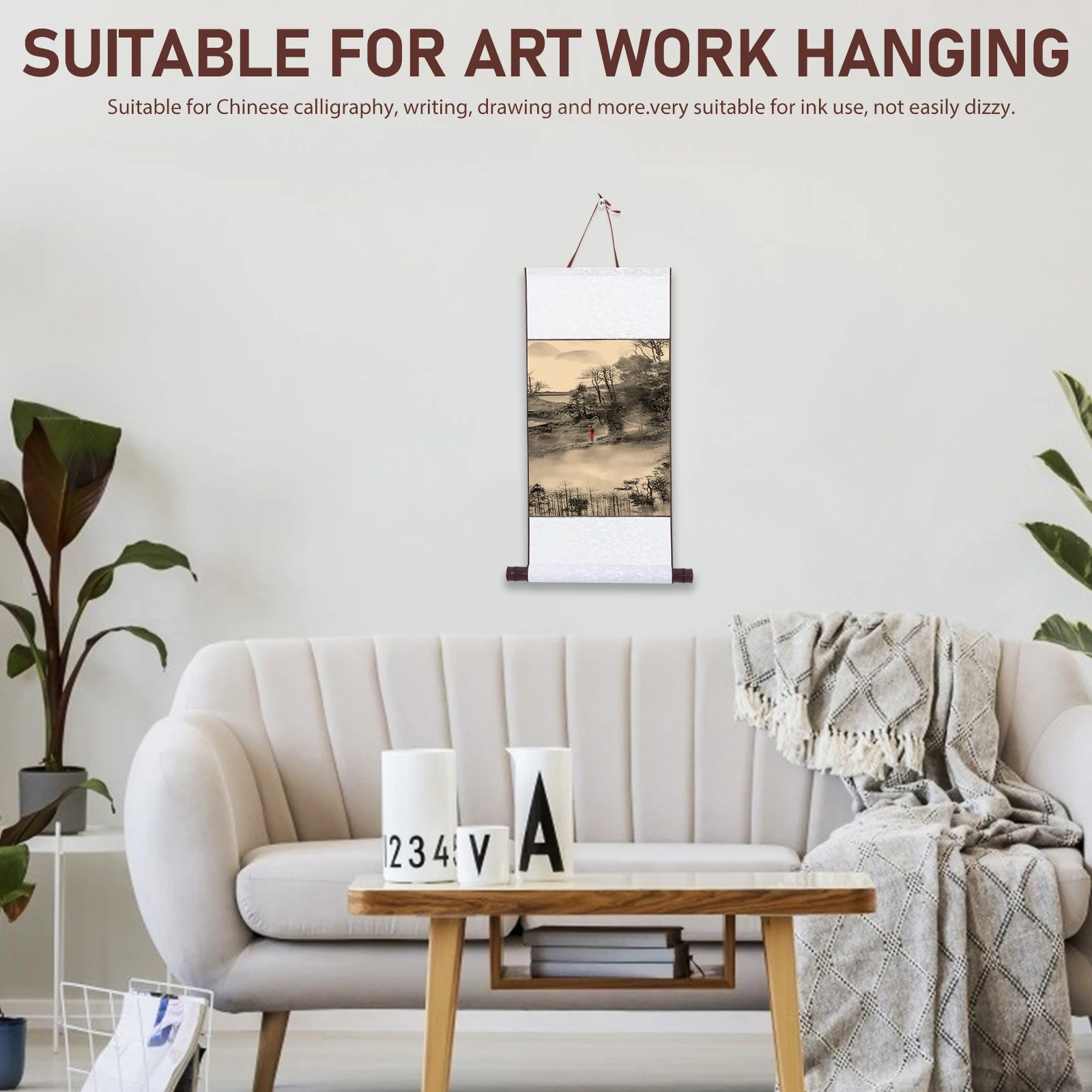 

1pc Blank Hanging Scroll Chinese Xuan Paper Art Wall Scroll Painting Supply For Calligraphy Drawing Diy Kids Practice Sketching