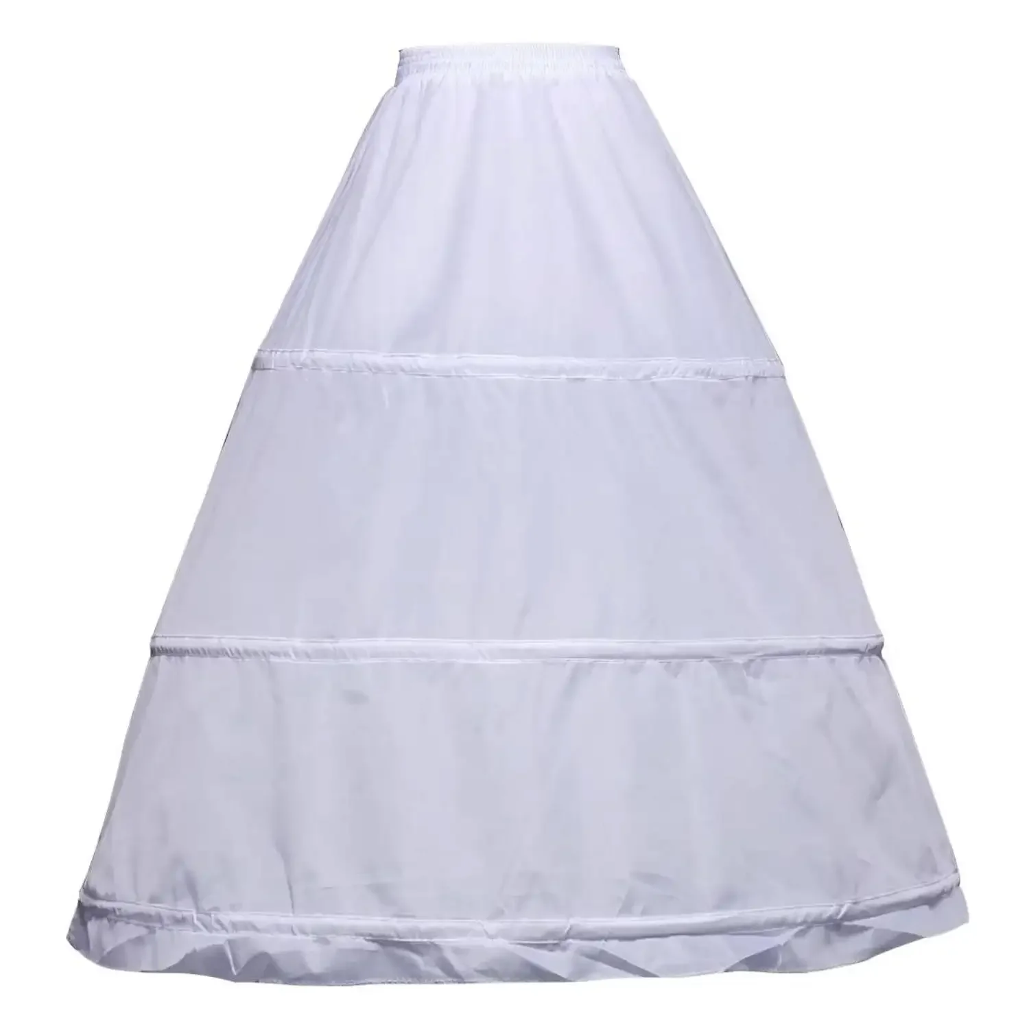 Women's 3-Hoop Floor Length A-Line  Petticoats Crinoline Underskirt for Bridal Steel Ring Elastic Waistband Wedding Accessories