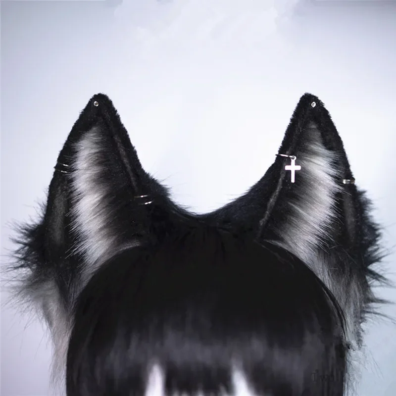 ที่คาดผมหูหมาป่าสีดำแบบสั่งทำพิเศษสำหรับคอสเพลย์อนิเมะ ฮาโลวีน และคริสต์มาส