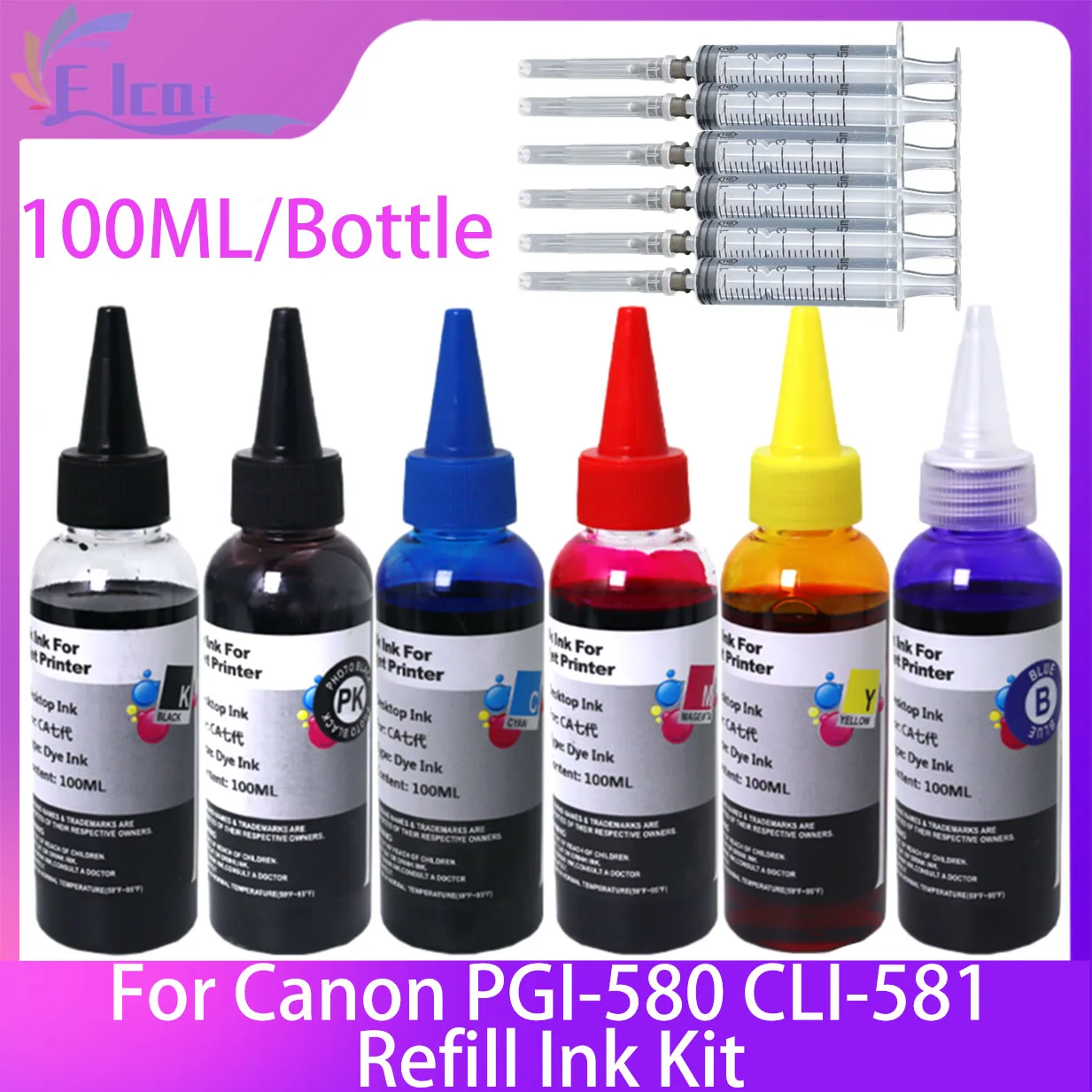 หมึกเติม PGI-580 CLI-581 PGI580 CLI581 ชุดเติมหมึกแบบ Dye สำหรับเครื่องพิมพ์ Canon PIXMA TS6150 TS6250 TS6350 TS705 TS8150 TS9150