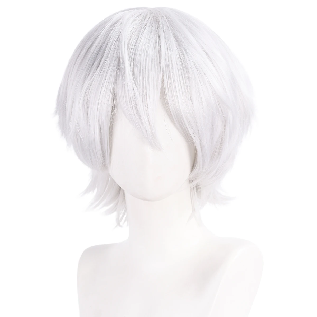 Cos wig with upturned short hair, trimmed face, brushed hair, top hair, feminine style, inverted hair Synthetic fiber wig