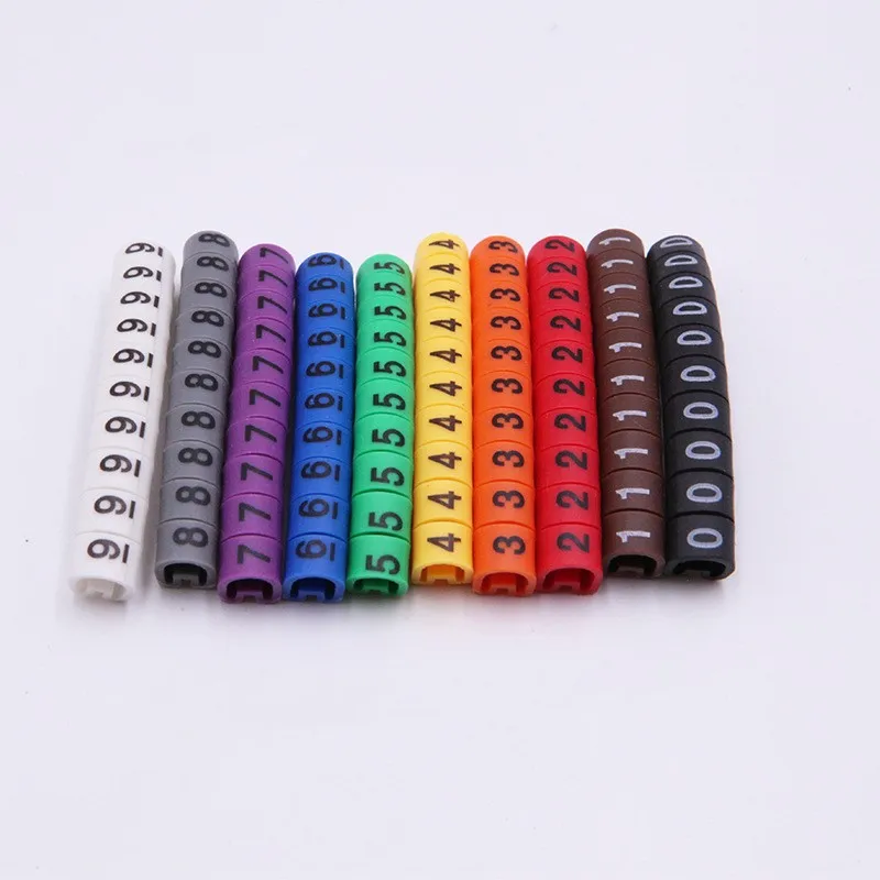 Cable Marker Wire Label EC-0 EC-1 500pcs Mark Number Wire 0 to 9 Colored 2.5 sqmm insulation Cable Label Wire Marker Labels