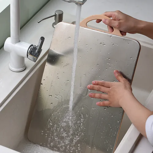 주방 휴대용 커팅 매트 세트, 스테인레스 스틸 도마 세트, 모던 도마, 유연하고 붙지 않는 쉬운 청소 