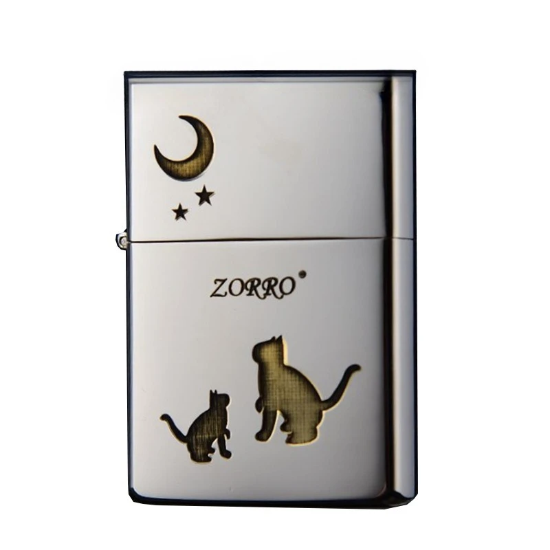 Zorro Starry Sky Cat winddichte aansteker kerosine Vintage slijpschijf cadeau