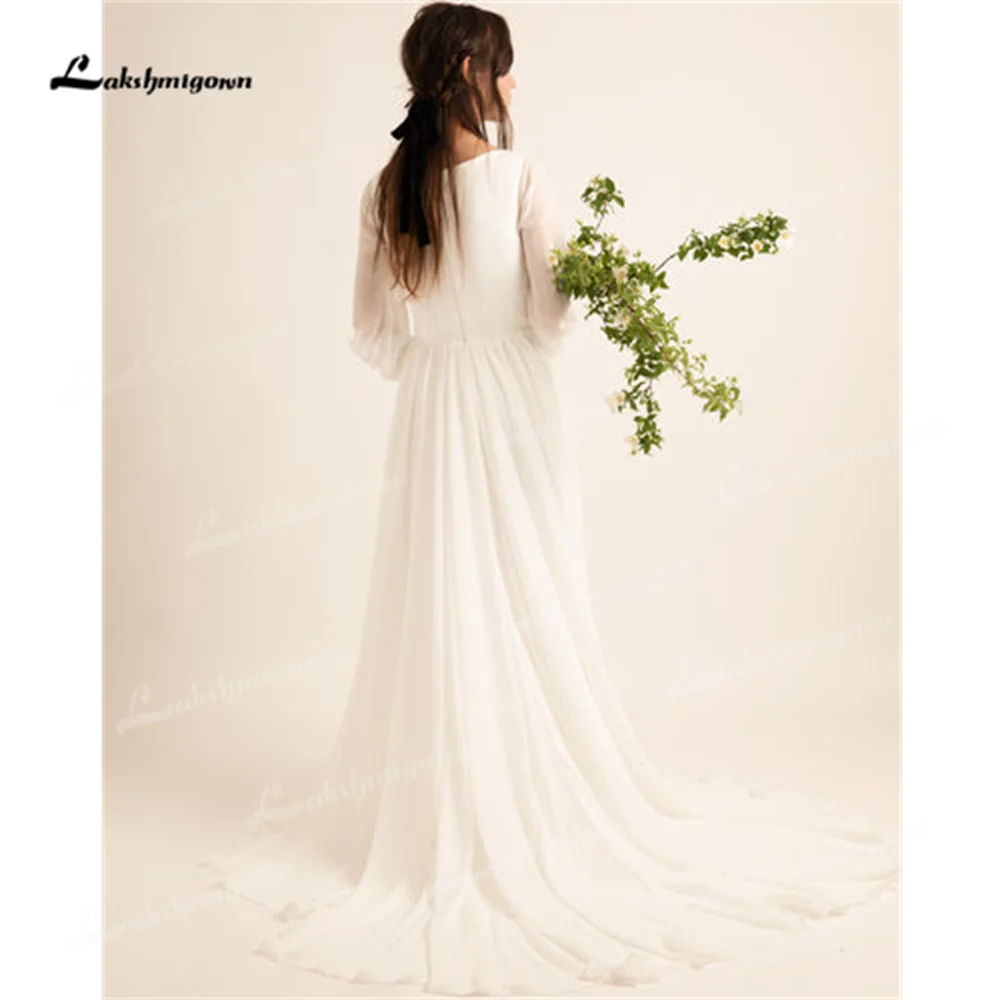 Lakshmigown V Neck A Line Wedding Dress 2025 Sweep Train Chiffon Wedding Gown wedding dresses for briderobe mariée for woman