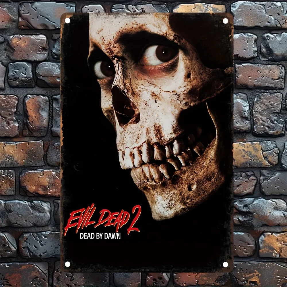 Evil Dead 2 Vintage Metal Wall Art Sign, es - Gothic Horror Movie Decor with Skull Design, Perfect for Home, Bar, Cafe, and Gar