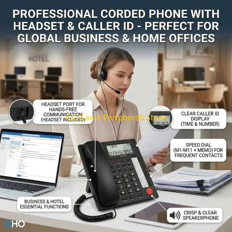 

U55B Corded Office Corded Landlines Telephone With Illuminated Display And Sound