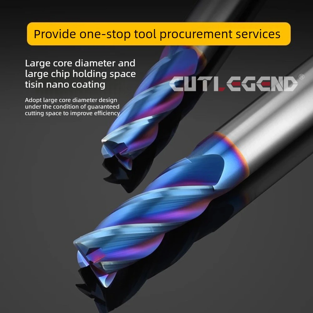 Solid Carbide Corner Radius End Mill with Blue Nano Coating Corner Rounding Milling Cutter Dia 1-20mm R0.2/R0.5/R1/R1.5/R2/R3