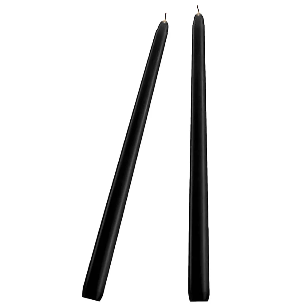 2 Pcs 8 Hours Burning Time Tall Taper Candles Black Scented Flashing Decor Wax Paraffin Tapered Pillar