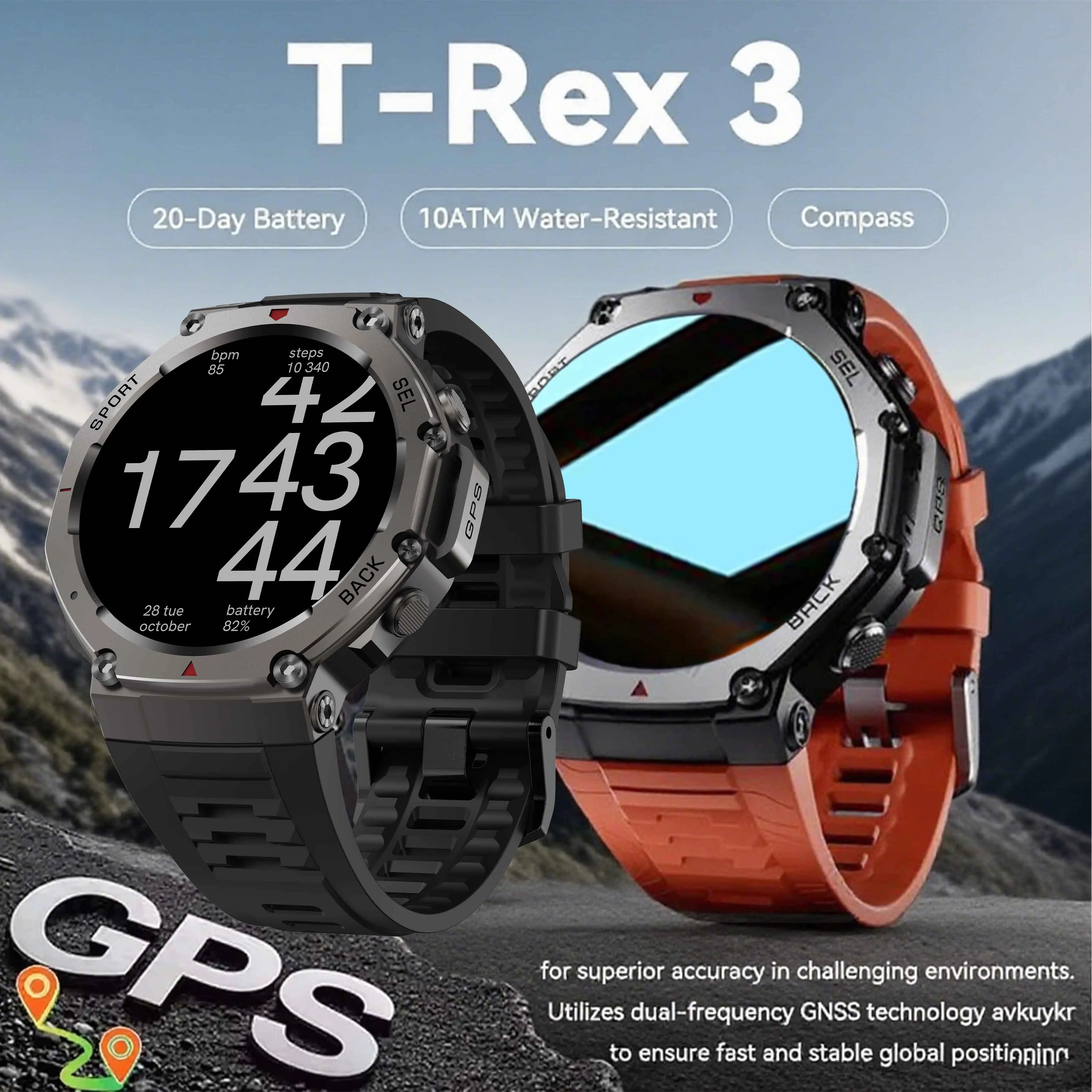 

1,43-дюймовый AMOLED-экран, 30 метров, глубокий водонепроницаемый GPS-барометр, высотомер, умные часы, новые для Xiaomi Huawei, мужские спортивные умные часы