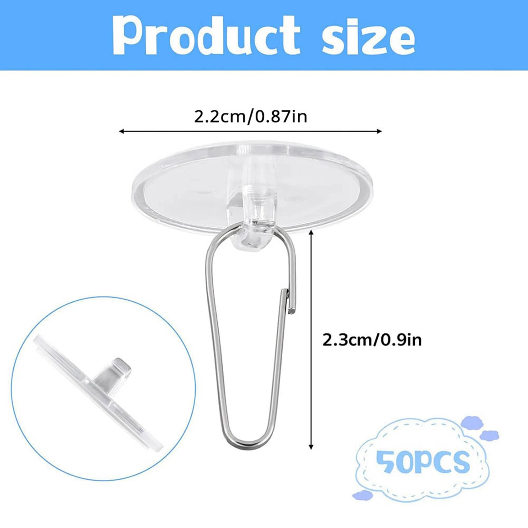 

【РАСПРОДАЖА!】100 шт. прозрачных клейких крючков, клейкие потолочные крючки для подвешивания без повреждений, крючки для дня рождения без сверления, налипаемые на потолок.