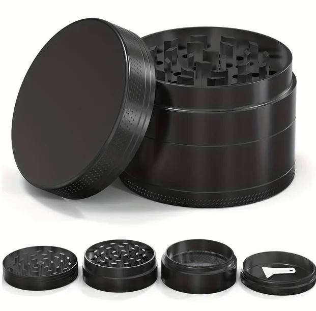 4-Layer 3.9 inch Metal Herb Grinder Large Manual Spice Mill Pepper Salt Crusher Mortar Raw Grass Grinder