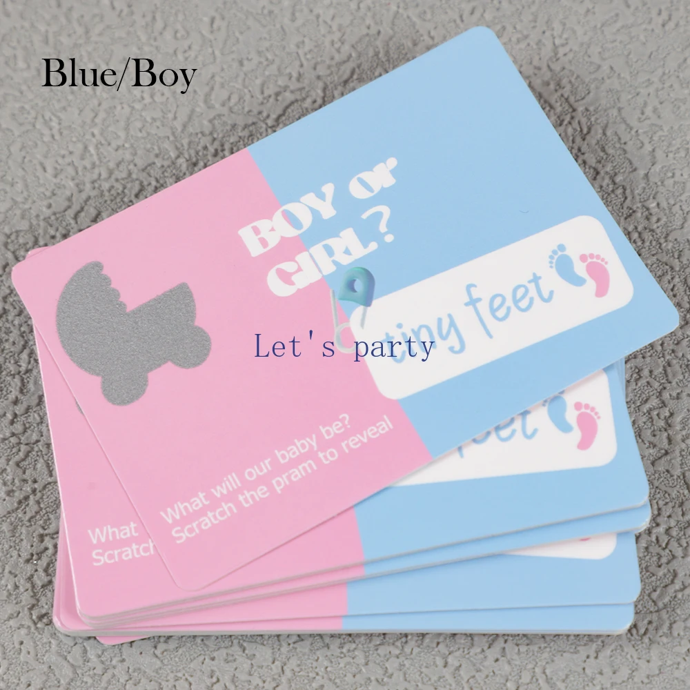 24Pcs/Set Newborn Boy or Girl Gender Reveal Game Scratch Cards for Team Girl Boy Birthday Baby Shower Baptism Party Decoration