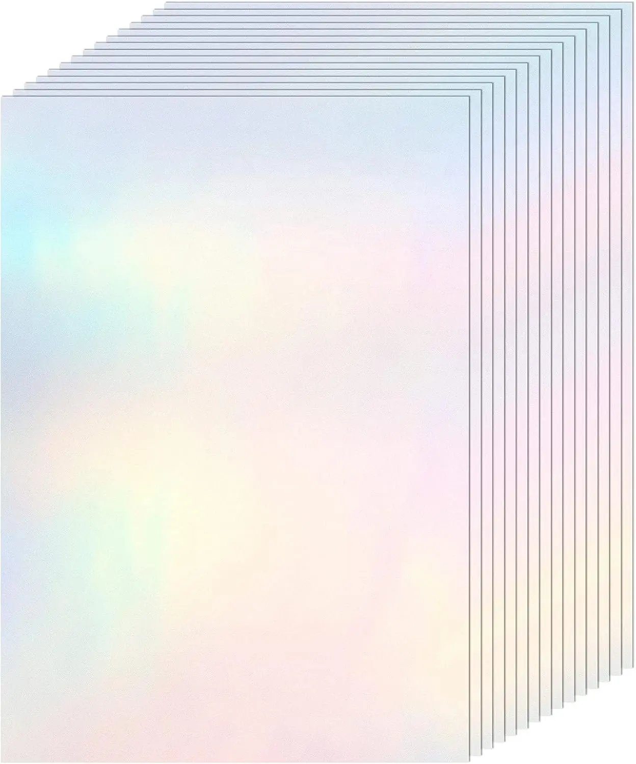 A4 50 Sheets 8.3x11.7 In Rainbow Holographic Sticker Paper Glitter Clear Overlay Cold Laminating Film Self Adhesive Vinyl Sheet