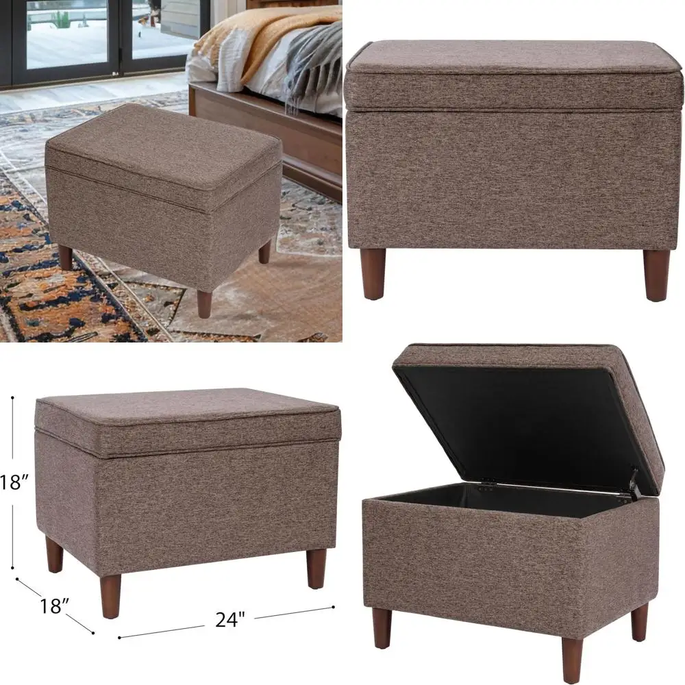 

Dinah's Chic Storage Ottoman - Chocolate Brown for Living & Bedroom Use