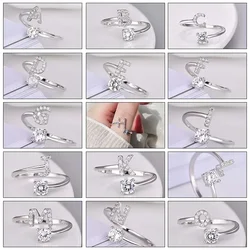 26 English Letter Open Finger Rings A-Z Initials Name Alphabet Female Creative Ring Fashion Wedding Party Jewelry