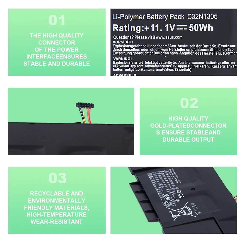 【توصيل سريع】بطارية كمبيوتر محمول C32N1305 لأجهزة ASUS Zenbook UX301 UX301L UX301LA UX301LA-1A