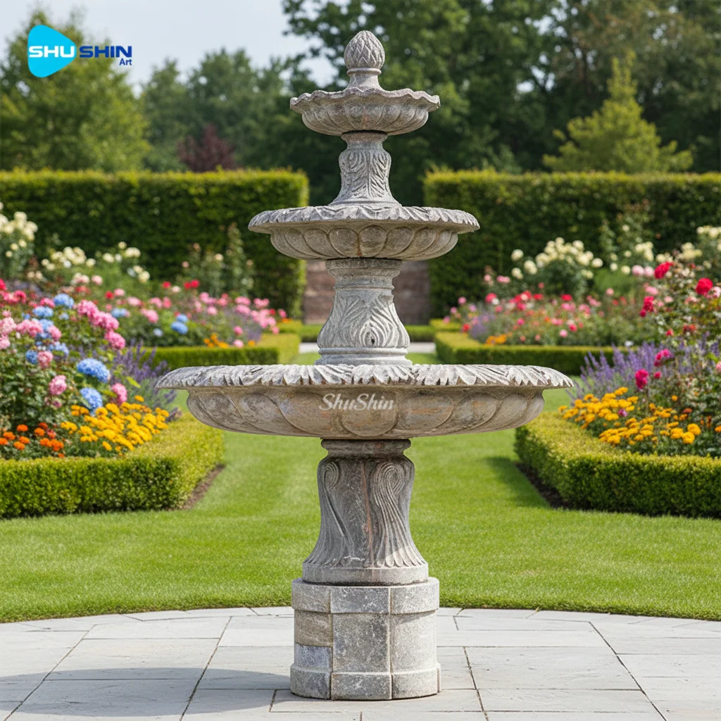 Brown Marble Fountain a Large Roman Column Fountain  Pure Natural Marble  Exclusive for Luxury Villa Courtyards