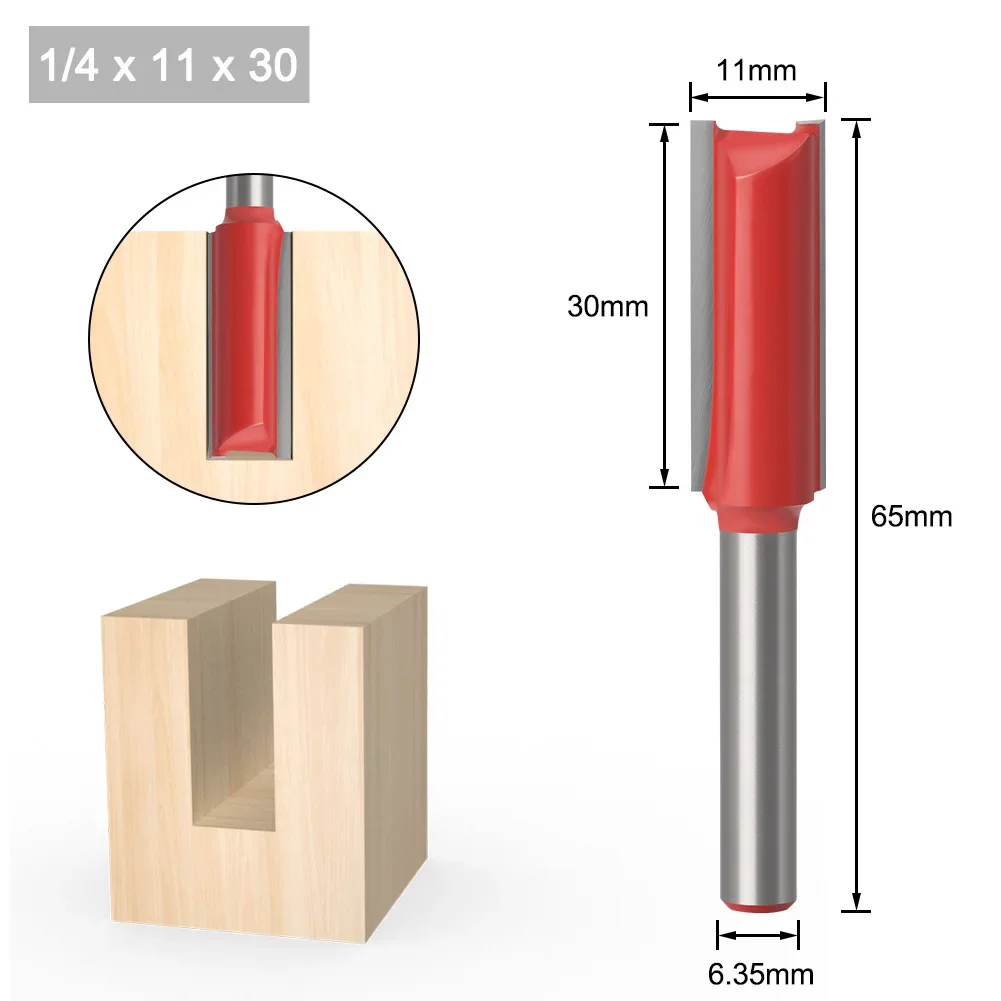 1 unidad de fresa de vástago de 1/4 ", 6,35 MM y 6MM, broca recta para tallado de madera, broca enrutadora de flauta doble individual de carburo de tungsteno, fresado de madera