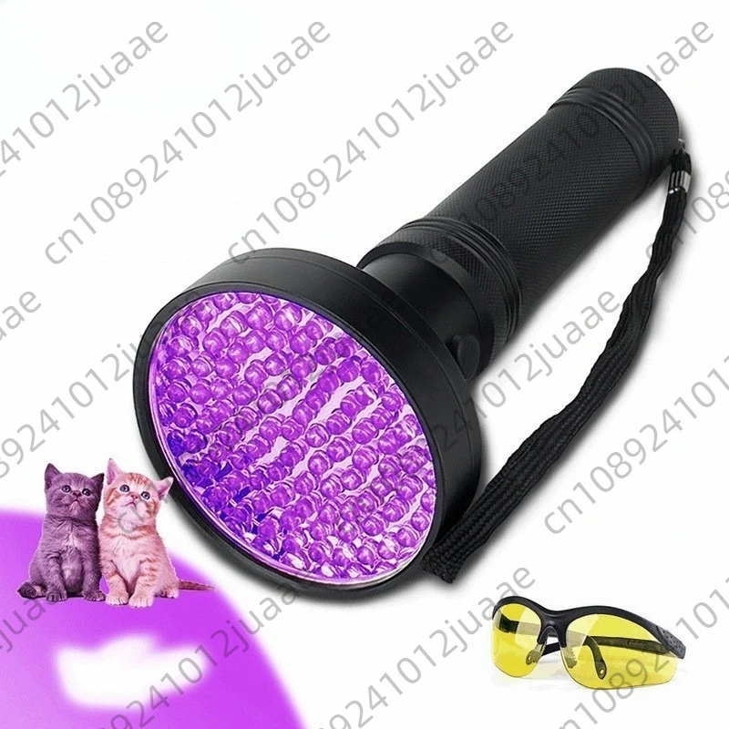 100 LED purple light flashlight, aluminum alloy flashlight, multi-function banknote inspection light, purple light flashlight