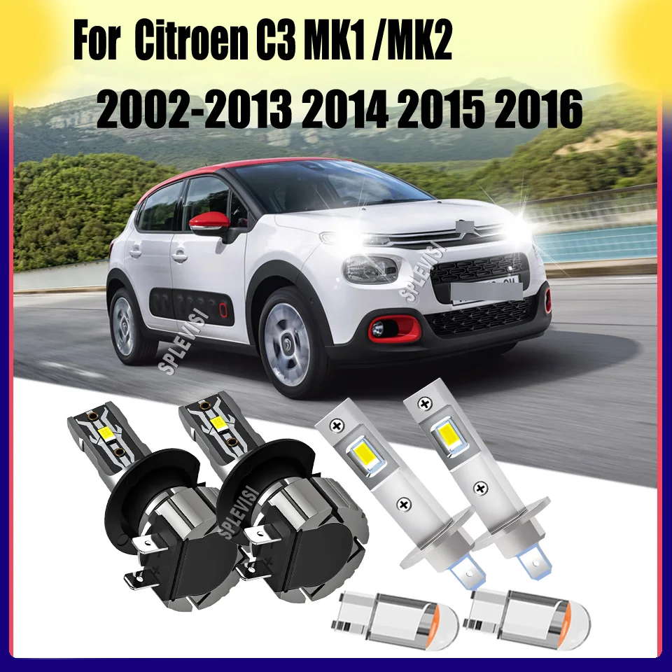 

H1 H7 LED Headlight Bulbs High Low Beam Lamp Weatherproof Construction For Citroen C3 MK1 MK2 2002 2003 2004 2005 2006 2007-2016