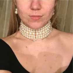 KMVEXO Handmade Vintage Simulation Round Pearl Choker Necklace Elegant Adjustable Multilayer Beaded Necklace Earrings For Women