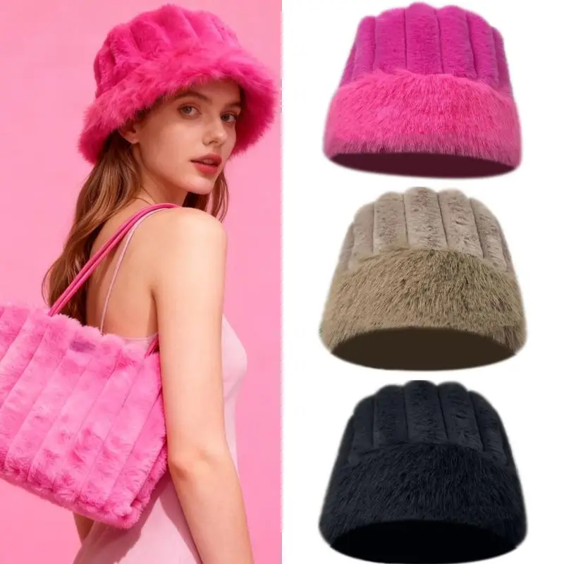 

Новая пушистая меховая панама для женщин, плюшевая рыбацкая шапка, теплая женская зимняя шапка, утепленная панама на холодный снежный день, рождественские подарки