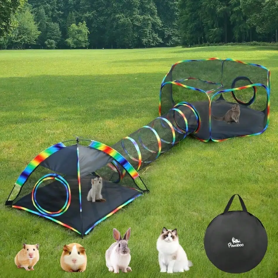 

Cat Enclosures For Cats Indoor, Patio Portable Mesh Cat Tent, Tunnel, Playhouse With Free Carry Bag & Metal Rod