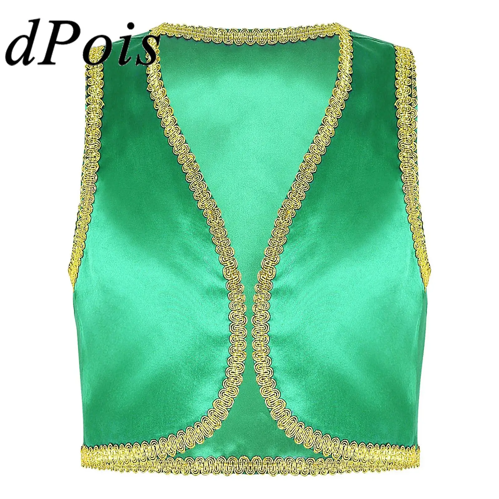 

Kids Arabian Prince Cosplay Costume Waistcoat Fairytale Roleplay Clothes for Children Drama Fancy Party Halloween Boy's Vest