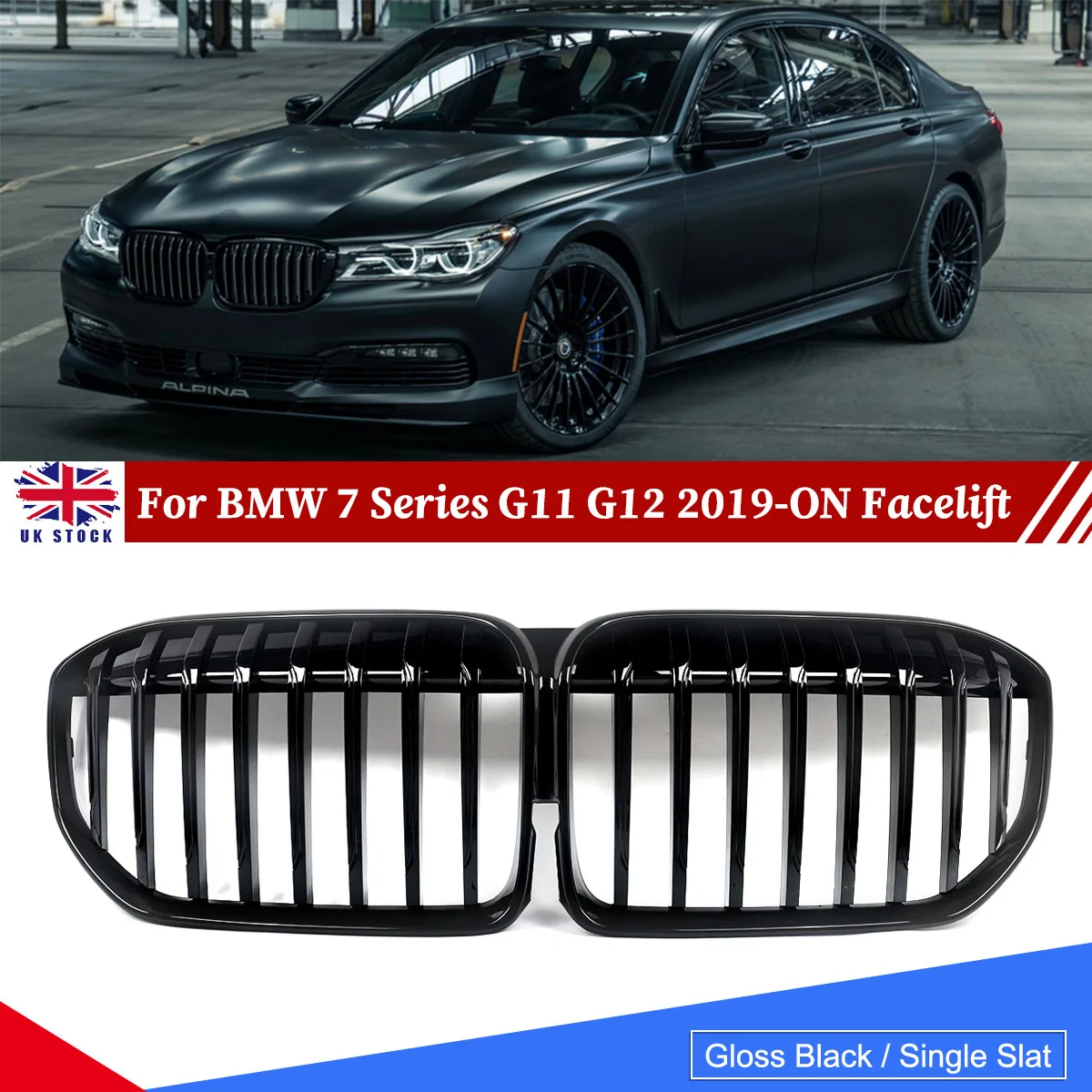 

MAGICKIT Gloss Black Single Slat Front Kidney Grille For 2019+ BMW 7 Series G11 G12 Facelift Model Car accessories Tools