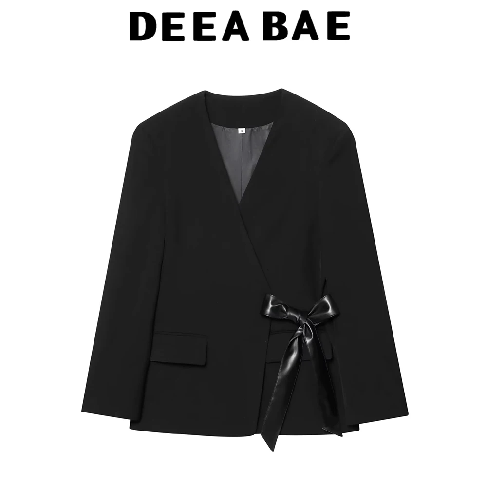 DEEABAE Autumn New Women's Dress 2025 European Style Loose Design Wrapped Casual Suit Jacket