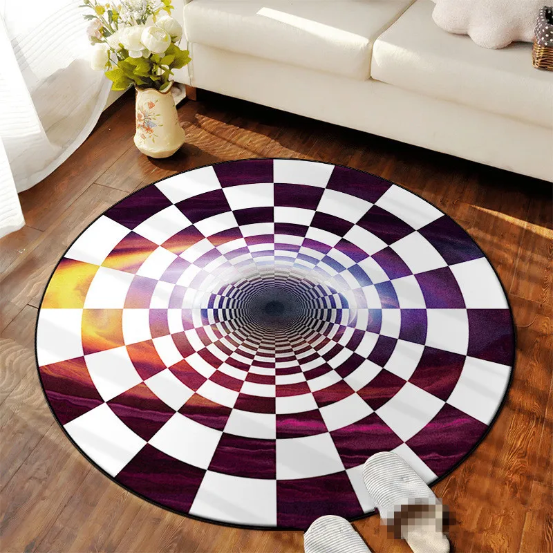 Vortex Illusion Round Carpets for Living Room Bedroom Area Rugs 3D Comfortable Home Large Furry Carpet Soft Family Floor Mat Rug