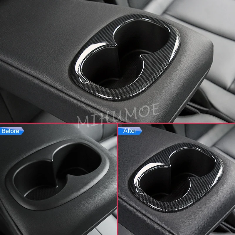 Rear Seat Cup Holder Cover For Mitsubishi Eclipse Cross 2018-2022 2023 2024 Carbon Fiber Interior Accessories