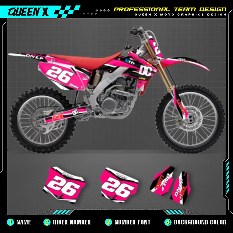 

Комплект наклеек с графикой Queen X MOTOR для Honda CRF 2004 2005 2006 2007 2008 2009 CRF250R 002