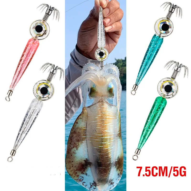 Fishing Lures 5g Squid Hook with LED Light Squid Jig Lure Luminous Webfoot Octopus Egi Artificial Bait Cuttlefish Sea Tackle