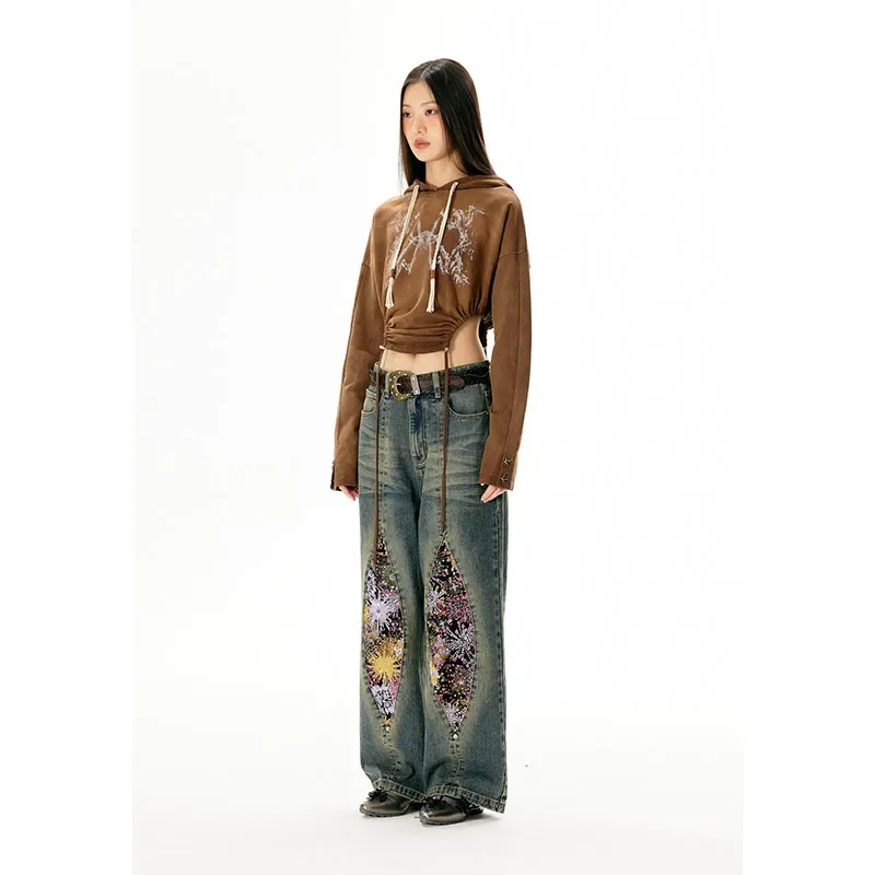 Women's Baggy Jeans Oversize High Waist Denim Trousers 2000s Korean Y2k 90s Aesthetic Vintage Wide Cowboy Pants Grunge Clothes