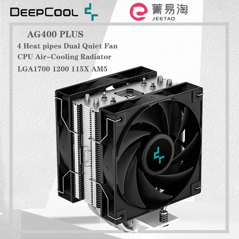 

DEEPCOOL AG400 PLUS 4 Heat Pipe CPU Air Cooler 4PIN PWM Dual Fan Processor CPU Cooler For LGA1700 1200 115X 1151 1155 AM4 AM5