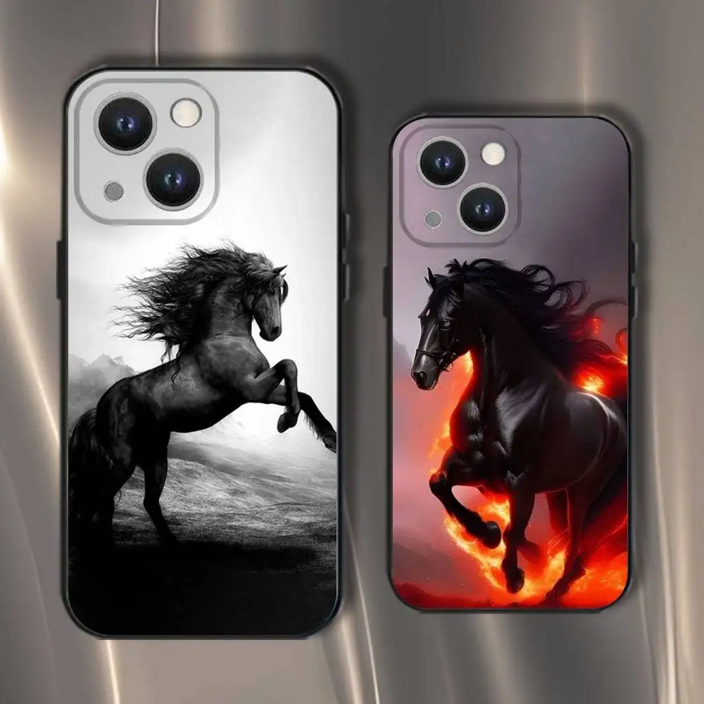 

Horse Great Beauty Galloping Phone Case For iPhone 16,15,14,13,12,11,Pro,XS,Max,XR,Plus,E,SE4,Mini Black Soft Cover